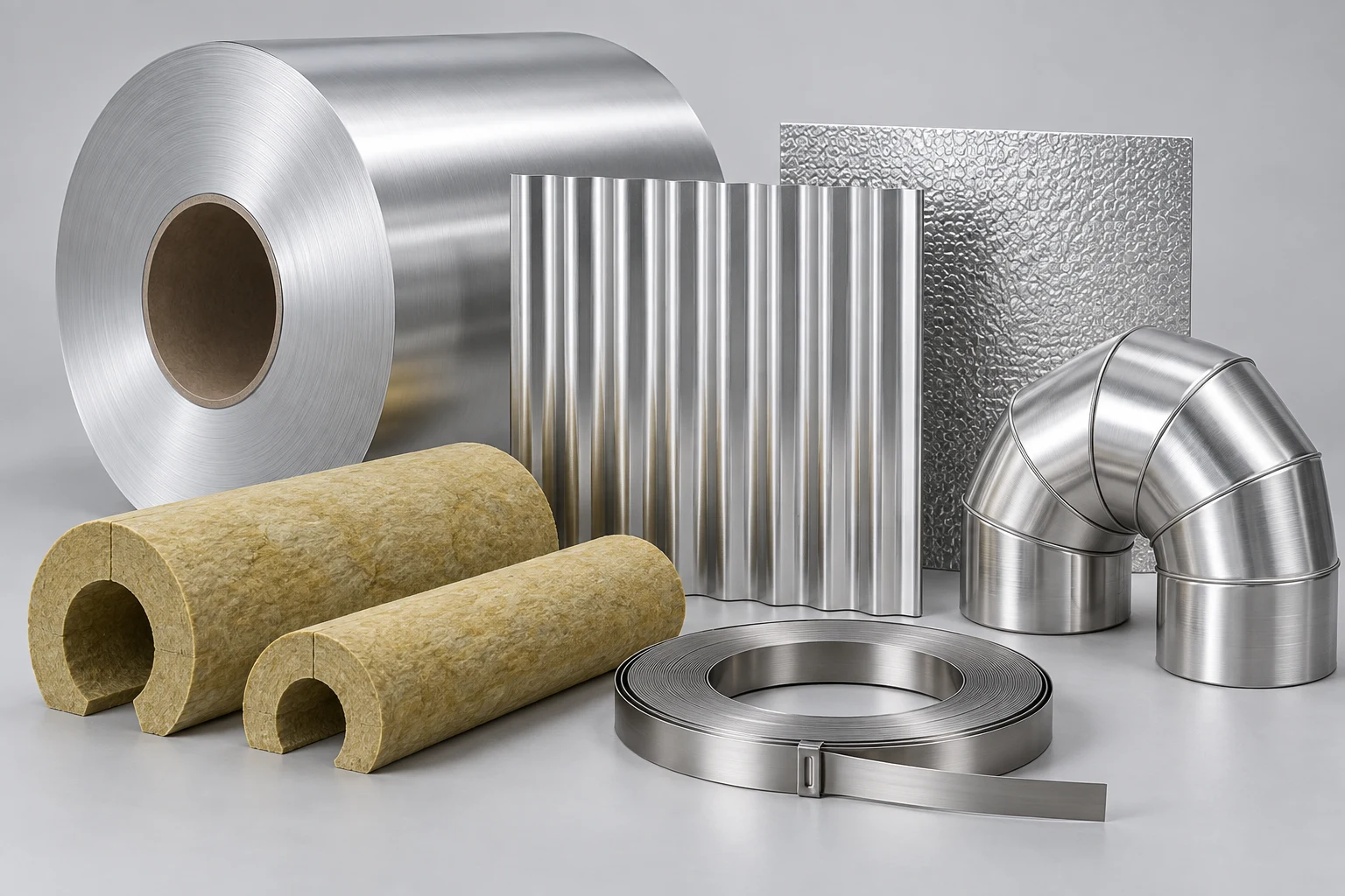 Original illustration of aluminium, insulation and cladding materials
