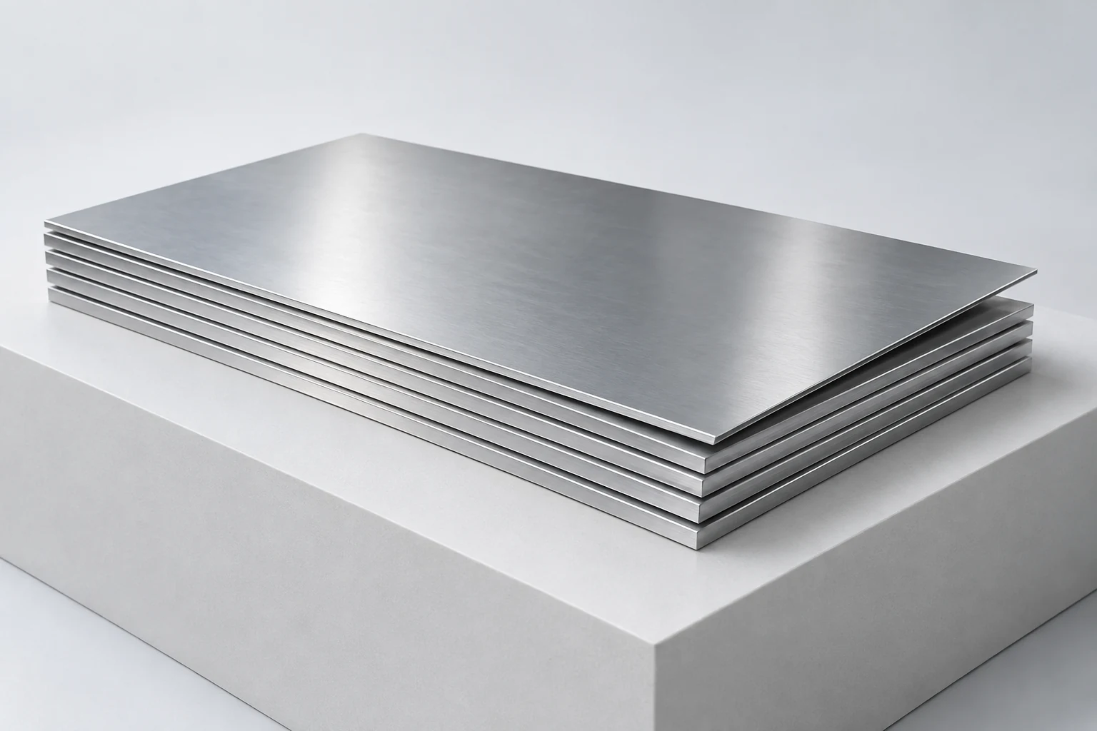 Stack of flat aluminium sheets with thin offset edges
