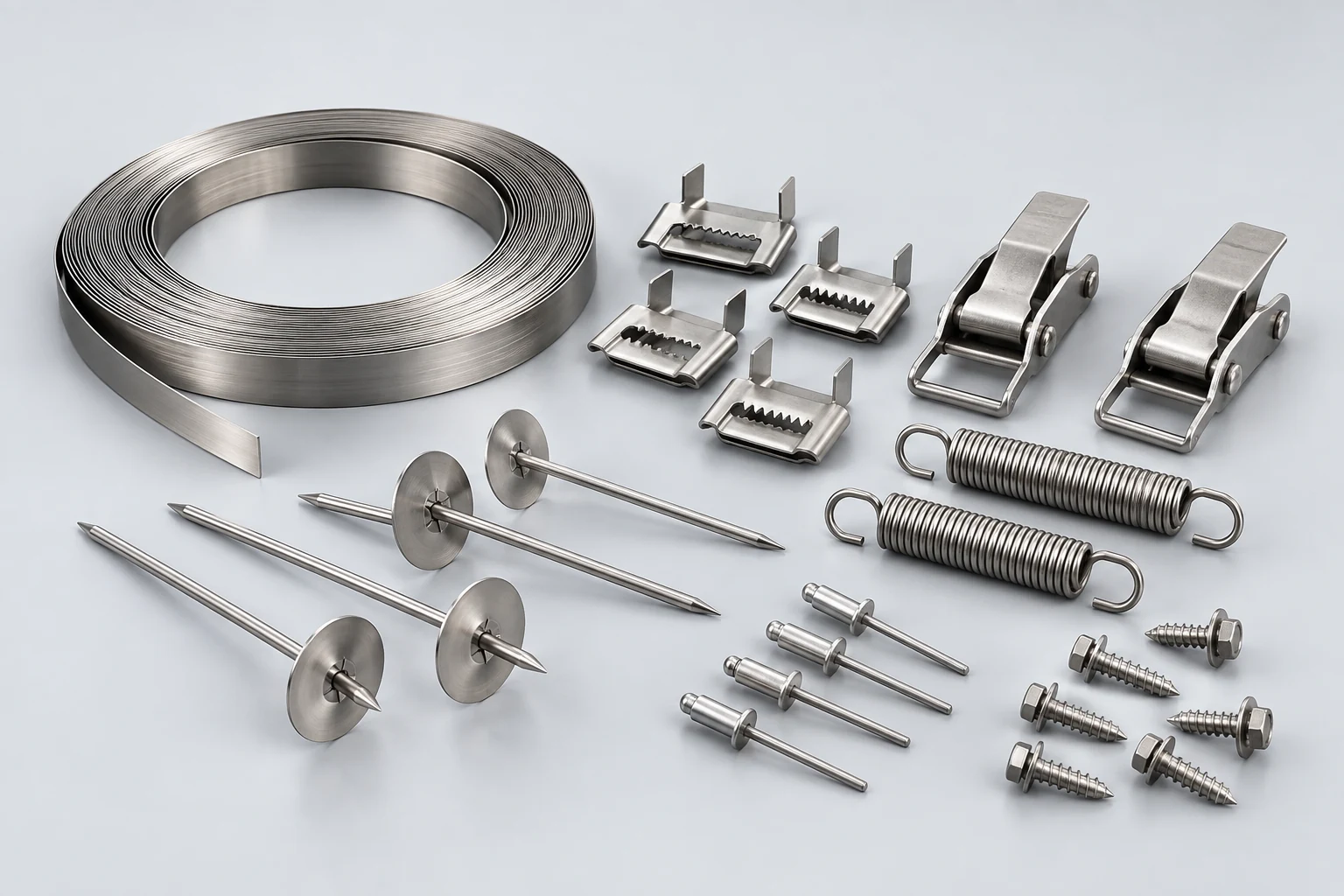 Stainless steel accessories & fixings — illustrative materials image
